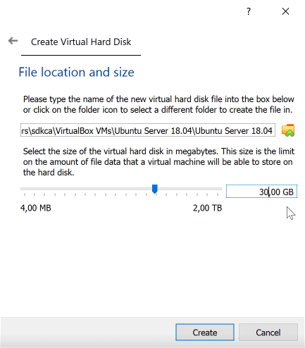 硬盘大小VirtualBox